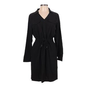 Calvin Klein Shirtdress Size 12 NWT Black Utility Dress Neutral Lightweight L/S